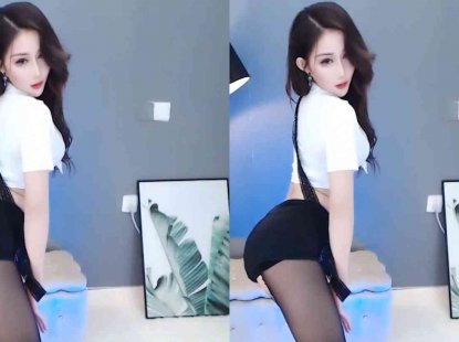 虎牙 尤娜 热舞视频 ♥黑丝长腿热舞，还露底了~♥